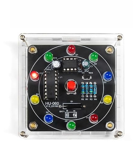 Kit d'entraînement de soudage de roue porte-bonheur à monter soi-même, kit complet de projet de soudure avec composants, PCB et boîtier, parfait pour les amateurs d'électronique et les débutants
