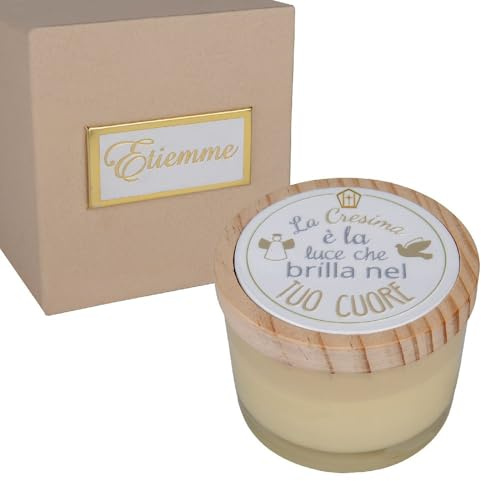 SFAVILLA Candela CRESIMA in barattolo vetro 7.5x6 cm BOMBONIERA