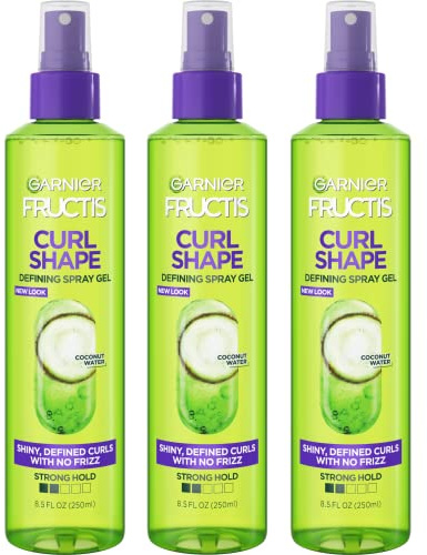 Garnier Fructis Style Curl Shape Defining Spray Gel para cabello rizado, botella de 8.5 onzas, 3 unidades