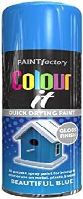 HOMION Colour it prime spray paint 400ml sunshine gloss or matt finish quick drying metal wood aerosol (2, BEAUTIFUL BLUE GLOSS)