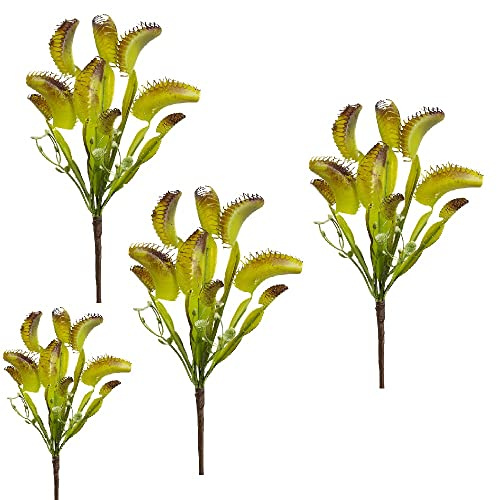 Factory Direct Craft Pack of 4 Vinyl Artificial Venus Flytrap Plants - Carnivorous Venus Flytrap Plants for Halloween Decorations and Botanical Houseplant Displays