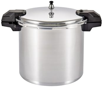 MIRRO 22qt Aluminum Pressure Canner with 3 Regulators & double Cooking Racks, 5/10/15 PSI