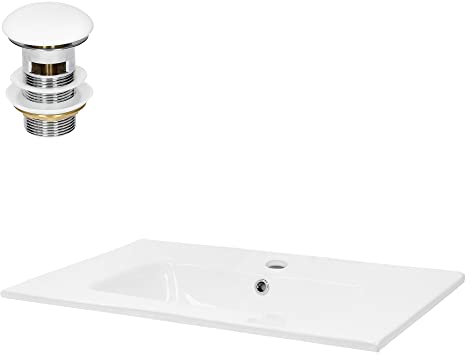 ML-Design Waschbecken Keramik Weiß 71x16,5x46 cm inkl. Ablaufgarnitur mit Überlauf Einbauwaschbecken Aufsatzwaschbecken Einbauwaschtisch Waschschale Waschplatz Handwaschbecken für Badezimmer/Gäste-WC