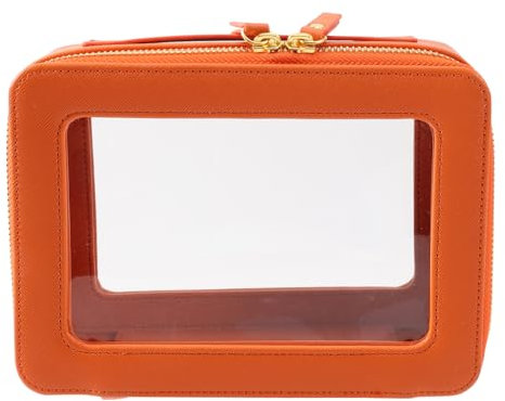 SANHECUN Toiletry bag waterproof cosmetic organizer with with handle large opening for travelling car organizers (Orange)