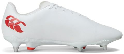 Canterbury Herren Speed Raze Soft Ground Rugby Boots | Faster Acceleration | Lightweight Precision Stiefel, Weiß/Schwarz/Rot