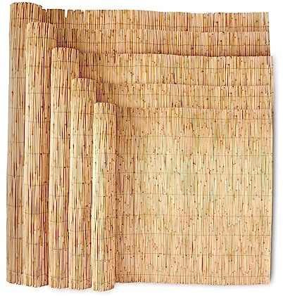 Wadan Natural Split Reed Fence Hand-Woven Reed Screening for Garden Natural Window Roller Blind Outdoor Bamboo Shades for Garden Patio Gallery Balcony Decorative Fences (1.8m x 4m)