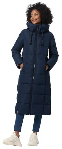 MARIKOO Damen Winterjacke Steppmantel lang gesteppter Mantel Winter Parka Jacke warm B985 [B985-Nadeshik-Navy-Gr.M]