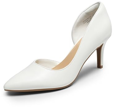 DREAM PAIRS Zapatos de Tacón Fina Clásicos Mujer de Zapatos de Salón PU con Adorno de Flores para Boda Fiesta,Size 40,Blanco-PU,SDPU2416W