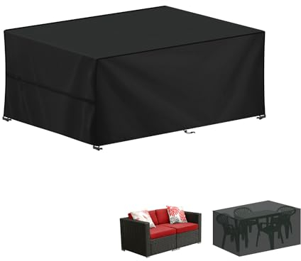 LAMUNI Funda Muebles Exterior Funda Mesa Jardin Impermeable, 420D Tela Oxford Funda Protectora Muebles Jardin, Anti-UV Cubierta de Muebles, Funda para Mesa de Jardin, Rectangular, 120x60x75cm