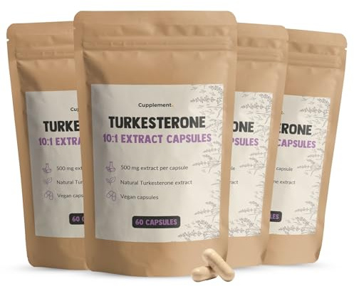 Cupplement Turkesterone Extrakt Kapseln 500 mg Kombideal 4x 60 Capsules - Ajuga Turkestanica – Testosteron