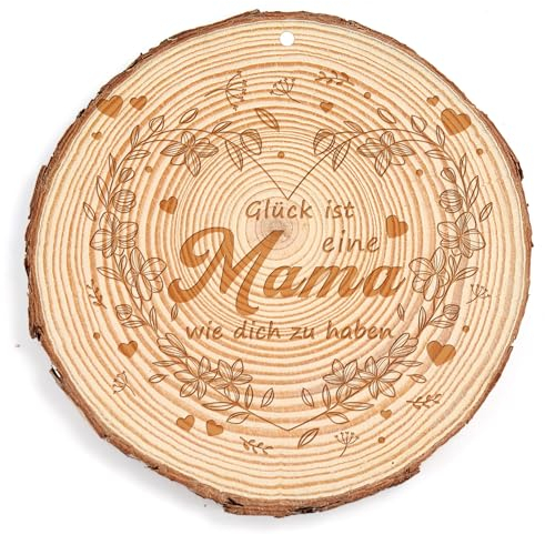 Mama Geschenk Holzscheiben, Baumscheibe mit Gravur Mama, Runde Baumstamm Scheibe, Deko Holzscheiben für Mama als Geburtstagsgeschenk, Holzdeko Geschenk für Mama zum Geburtstag, Muttertag, Frauentag