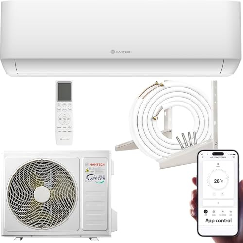 Split Klimaanlage 9000 BTU (bis 35m²) HANTECH H-PRO Heiz-&Kühlfunktion, Luftfilter, WIFI, Montagematerial weiß