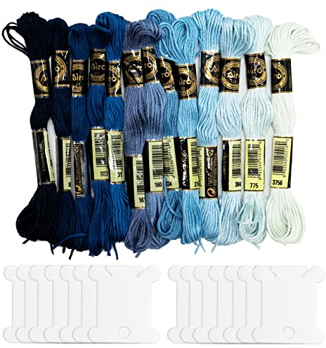 Blue Embroidery Threads,Cross Stitch Thread, Cross Stitch Thread Blue (14 Skeins Per Pack)