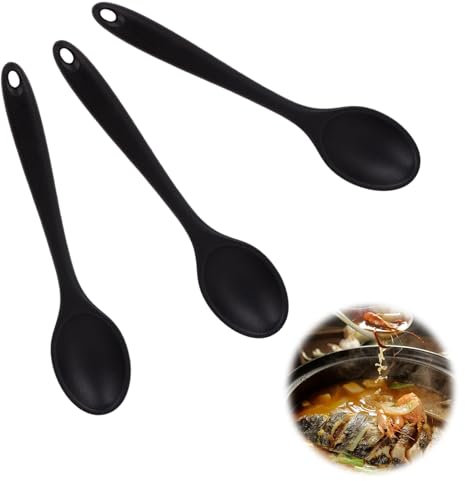 3 cucchiai per uova da cucina, cucchiaio in silicone, cucchiaio da cucina in silicone, cucchiaio in silicone nero, cucchiaio in silicone, cucchiaio da cucina in silicone, cucchiaio da cucina in
