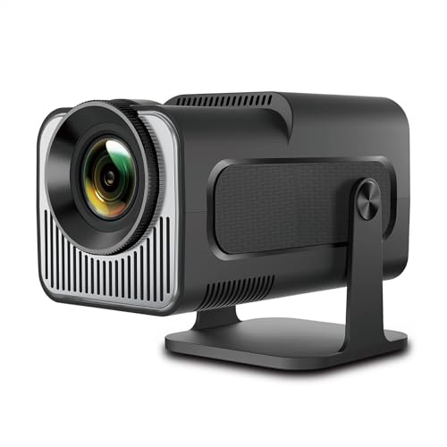 HY320 Mini Portable Projector, Mini Projector 4K, 200 ANSI Smart Projector med Android 11.0, Auto Keystone Correction, Wifi 6 och Bluetooth 5, 30-130 skärm, 180° roterbar
