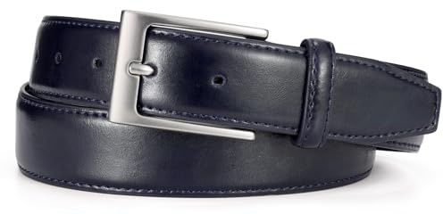 WHIPPY Herren Gürtel, Herren Ledergürtel klassischer Jeansgürtel für Männer 38mm breit,blau 120cm