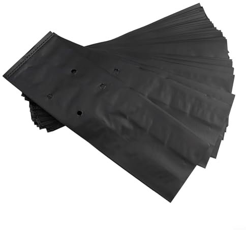 UTTASU Paquete de 100 bolsas gruesas de cultivo de vivero de 17 x 25 cm, 17 x 30 cm, macetas de plástico negro con agujeros de drenaje para verduras, flores, jardinería, invernadero (17 x 30 cm)