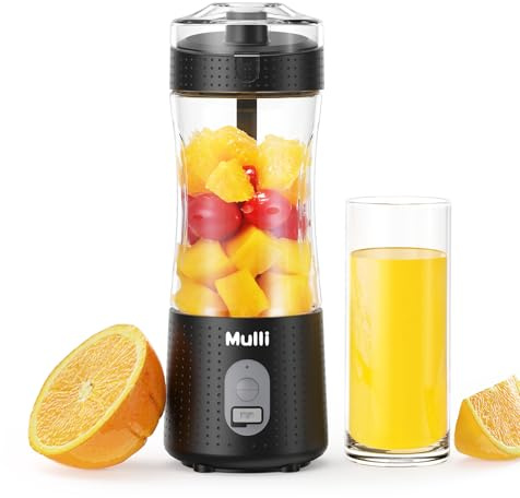 ‌Mulli Pro-Grade Personal Blender 18K RPM - USB-C Rechargeable Ice Crusher, Travel Blender for Gym Camping Baby Food, 13oz BPA-Free with Flip-Top Lid
