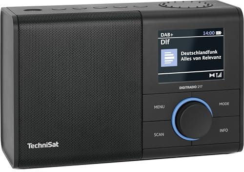 TechniSat DIGITRADIO 217 – Radio numérique Dab+ Compact et Portable (FM, écran Couleur, Bluetooth, présélections, Fonctionnement sur Secteur ou Piles, Double Alarme, favoris) Noir