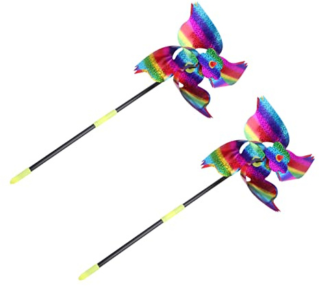 Toddmomy 2piezas Molino De Viento Colorido para Jardín Juguete Giratorio Repelente De Aves Decoración Exterior Unidades para Fiestas y Huertos