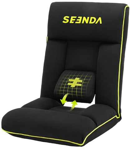 Seenda GCP-10 Folding Floor Gaming Chair for Kids & Adults, 6-Position Adjustable Reclining Lazy Sofa with Thick Backrest & Cushion, Comfortable Video Game Chair for TV Watching, Reading & Relaxing