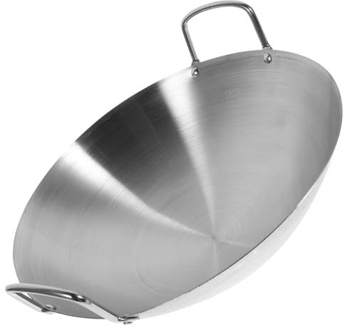 iplusmile Wok De Acero Inoxidable Fondo Redondo 28 Cm Utensilio De Cocina Dos Asas Calentamiento Uniforme Para Cocinar Hogar Sartén Para Freír De Gran Capacidad