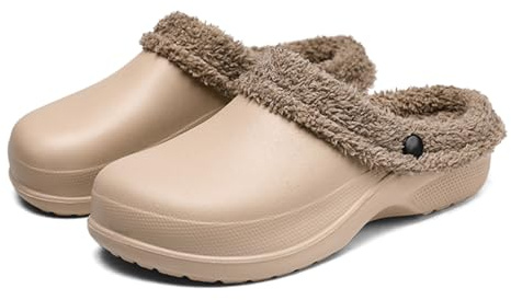 Pantofole impermeabili foderate in pelliccia da donna 2025, zoccoli da giardino foderati in pelliccia, unisex, invernali, calde, comode, scarpe da giardino, leggere, antiscivolo, per interni ed