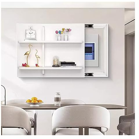 SZITW Appendiabiti con Copertura per Scatola contatore Elettrico | Copertura per Pannello Interno Nascosto con mensola a Parete sospesa, Design Push-Pull con Guida Scorrevole silenziosa