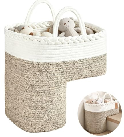 YuLiMirich Panier d'escalier, panier d'escalier avec grande capacité, sac d'escalier pour outils, articles ménagers, fournitures de bureau et jouets, panier de rangement en treillis naturel