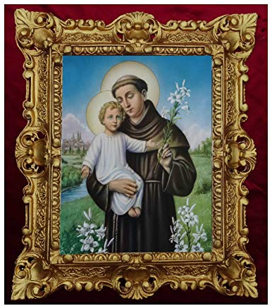 GEMÄLDE S. Antonius av Padua-ikoner bilder antik barocklook 45 x 38 cm N: 24902