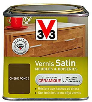 V33 Vernis intérieur Satin meubles & boiseries, Chêne foncé 0,5L