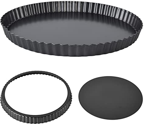 HERCHR Stampo Per Crostate, Delicia Stampo Crostata con Fondo Removibile, Teglia Antiaderente per Torte e Quiche, Teglia da Forno per Crostata e Quiche Bordo Scanalato(30 cm)
