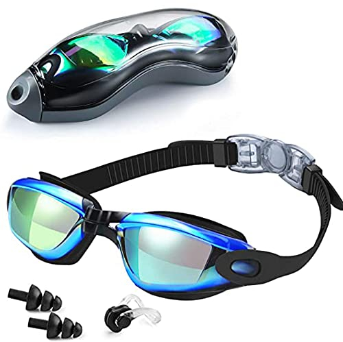 LONUO Schwimmbrille, Anti-Beschlag-Schwimmbrille mit UV-Schutz, klare Sicht, Silikonkissen ohne Leckage, verstellbare Schwimmbrille für Männer Frauen junge Kinder Unisex