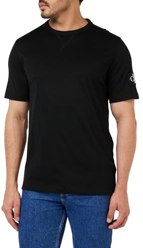 Calvin Klein Uomo T-Shirt Maniche Corte Regular Tee con Etichetta con Logo, Nero (CK Black), 3XL