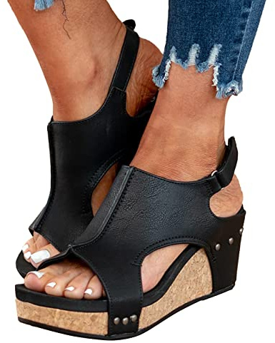 Sandali Donna Estive Eleganti con Tacco Sandalo Zeppa Plateau Comode Aperta Scarpe Estive Sandali