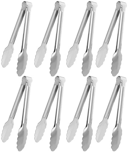 8 Pack Serving Tongs XEVOM Kitchen Tongs,Buffet Tongs, Stainless Steel Food Tong Serving Tong,small tongs (7inch)