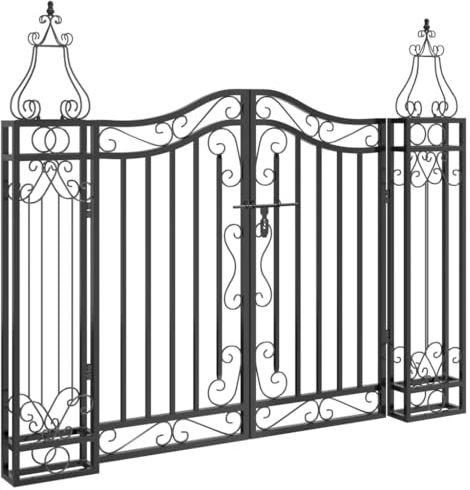 Portail de jardin noir 121x8x100 cm fer forgé