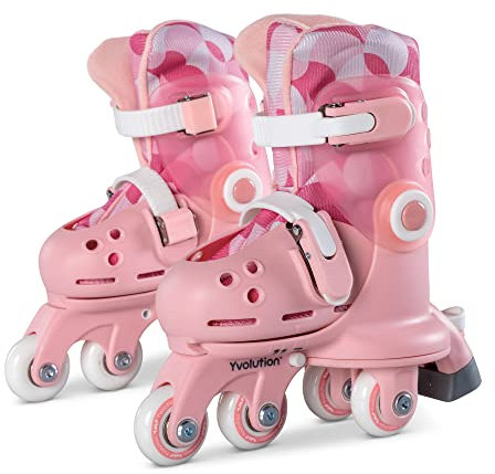 Yvolution Twista - Pattini da allenamento per principianti si convertono da skate a pattini in linea premendo un pulsante, senza bisogno di attrezzi per ragazze e ragazzi dai 2 anni in su, taglia