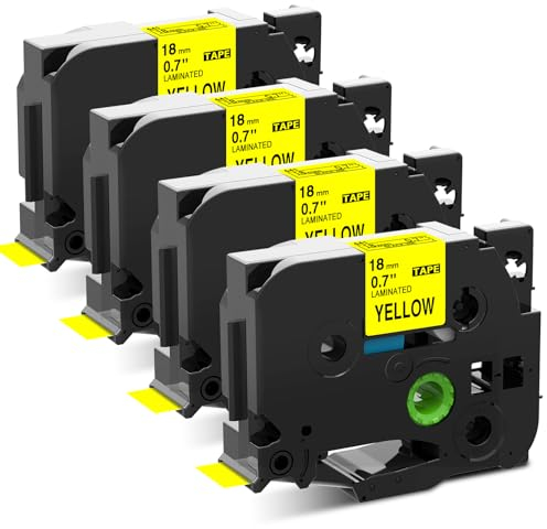 TZe-641 Schwarz auf Gelb Kompatibel für Brother P-Touch Bänder 18mm Schriftband TZ641 Tape Cassette 0.7 Laminated Etikettenband für Brother Ptouch D400 D600 P700 1830 2430, 18mm x 8m