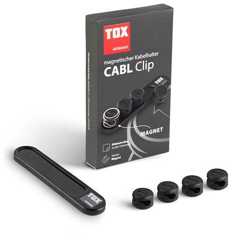 TOX Portacavi Magnetico CABL Clip, per 8 cavi, con magnete o nastro adesivo per superfici lisce, gestione semplice dei cavi nell'area di lavoro, 1 pezzo nella scatola, 099100001