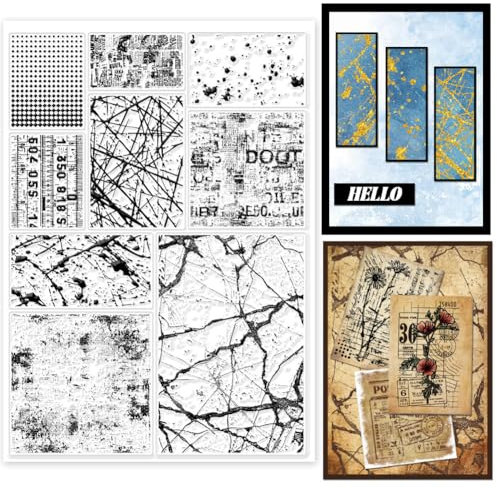 GLOBLELANDTransparente Stempel Mit Vintage Flecken 11.69x8.27Zoll Hintergrund Tintenpunkte Hintergrund Silikon Stempel Siegel Kunstlinien Transparente Stempel Für Die Herstellung von DIY