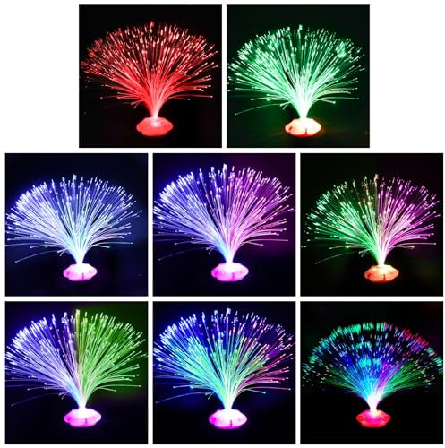 Jiusely Fiber Optic Lamp with 8 Color Changing Light Settings - Table Night Light for Home Decoration