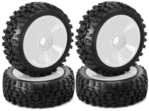 HUTSRAI 4 Pezzi 1/8 RC Pneumatico Ruota in Gomma 120MM 112MM Pneumatico 17mm Esagonale per 1/8 RC Auto su Strada All Terreno Parti Accessori,