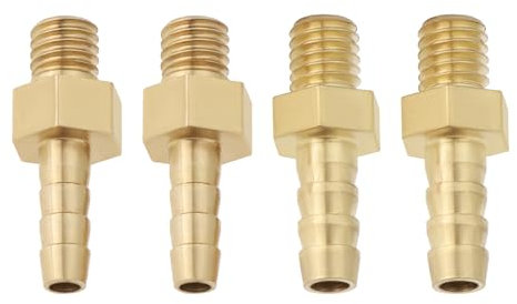 LT Easiyl Lot de 4 raccords métriques en laiton M5 x 0,8-3 mm et M5 x 0,8-4 mm pour tuyau d'étang, adaptateur de tuyau de piscine, raccord fileté mâle doré
