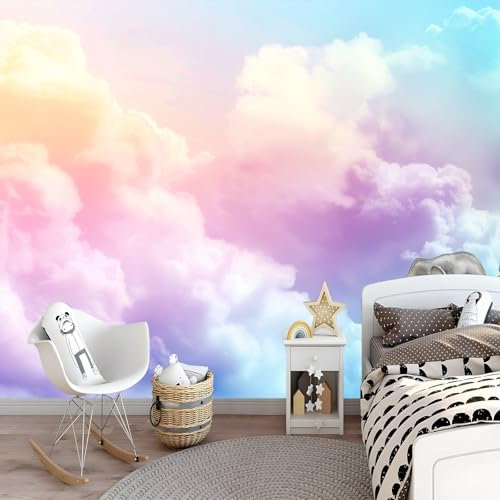 Papel de Pared no Tejido Nubes pastel fantasía - Papel Pintado Morado en varios tamaños Variados - Papel Pintado para Diversas Habitaciones - Papel Pintado de Pared en 250 x 175 cm