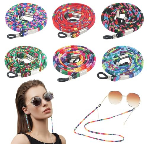 WYTNB 6 Stück Rutschfeste Brillenkette, Brille Brillenhalter Halter, Brillenhalter Strap für Lesesport, Rutschfeste Soft Sport Brillenschnur, Flexible Brillenhalter Strap für Myopia Sportbrille