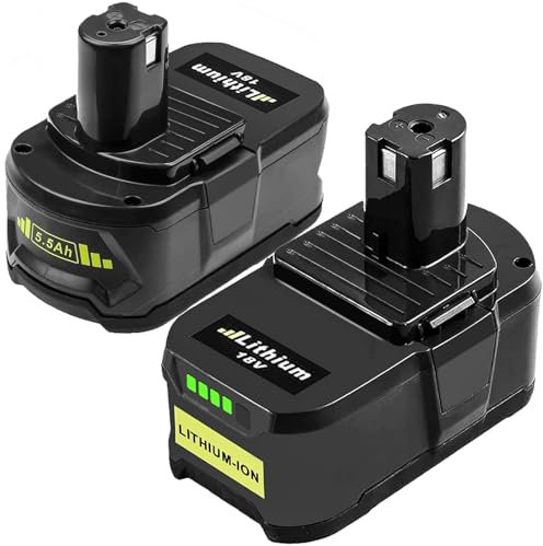 2Pack 5.5Ah remplacemet pour Ryobi 18V Batterie RB18L50 18V 5.5Ah Batterie de Rechange RB18L50 RB18L40 RB18L25 RB18L15 RB18L13 P108 P107 P122 P104 P105 P102 avec indicateur LED