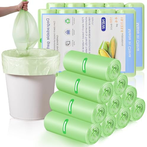 Bukuhlio 200 Sacchetti Umido Biodegradabili, Sacchetti Per Rifiuti Biodegradabili 10 litri, piccoli, 10 l, compostabili, 100% riciclati, biodegradabili, per cucina e ufficio, colore verde, 45 x 50 cm