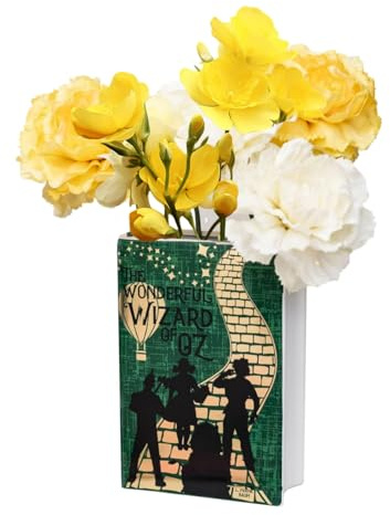 Small Book Shaped Vase, Decorative Book Vase for Flower, Unique Vases Bookshelf Decor Home Decor Gifts for Book Lovers, Modern Home Office Ceramic Book Vase Green