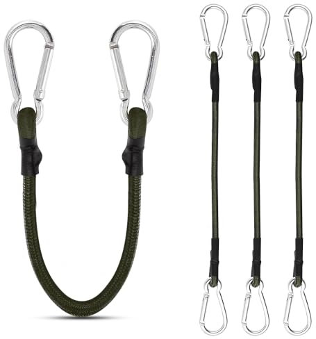 Casenly Tendeurs Elastique avec Mousqueton, 4 Pièces 30 cm Tendeurs Elastique avec Crochets Cordon Élastique avec Mousqueton Robuste Tendeur Elastique pour Camping Porte-vélos Tente Voiture, Vert